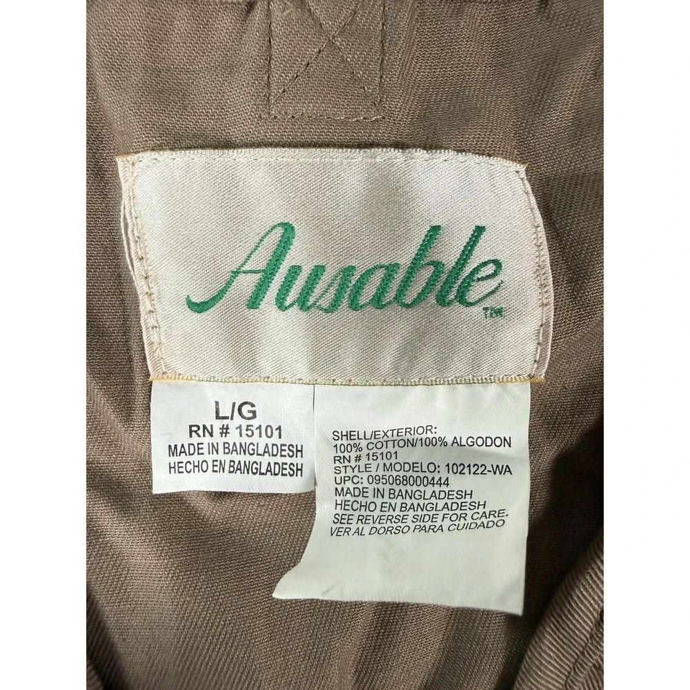 Ausable Fishing Vest Mens Large Tan Full Zip Cotton Twill Angler Outdoor NWT